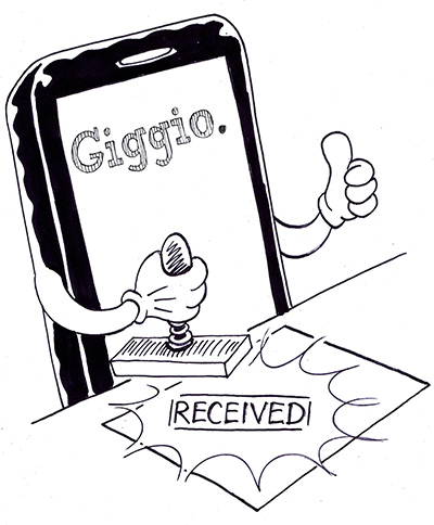 Giggio on ipad marking a payment as received.