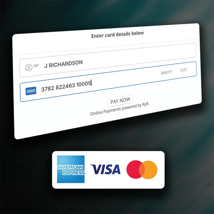 The card payments panel on Giggio