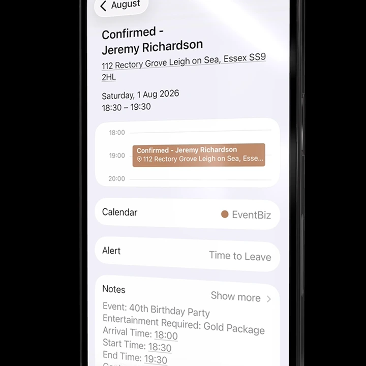 A booking from Giggio synced to Apple Calendar